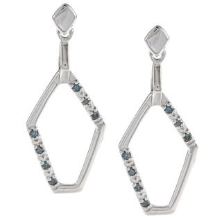 Sterling Silver 1/5ct TDW Blue Diamond Dangle Earrings Diamond Earrings