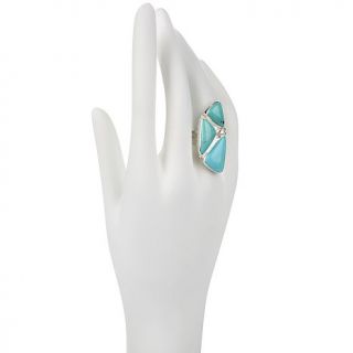 Jay King Freeform High Blue Campitos Turquoise and CZ Sterling Silver Ring