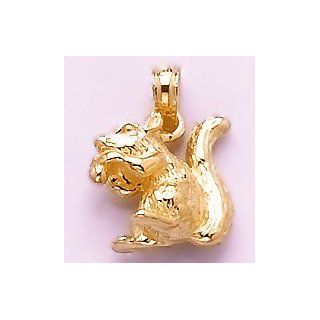 14k Gold Animal Necklace Charm Pendant, 3d Squirrel Sitting Million Charms Jewelry