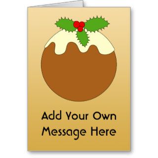 Christmas Pudding. Gold color background. Cards