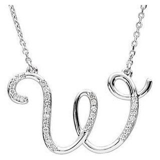 Stuller Diamond Initial Sterling Silver Necklace with Lobster Claw Clasp & 20 Inch Polished Sterling Silver Chain. Jewelry Sets Jewelry