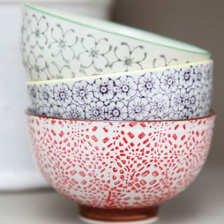 patterned bowl set of three by lavender room