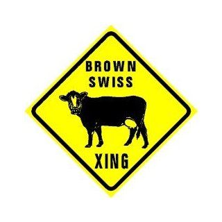 BROWN SWISS CROSSING dairy cow ranch sign   Yard Signs
