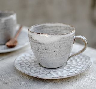 ceramic oval teacup and saucer set by nom living