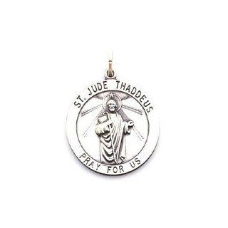 Saint Jude Thaddeus   Large Sterling Silver Pendant 18" Steel Necklace Chain Jewelry