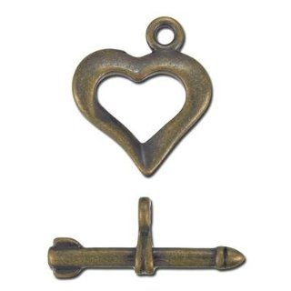 18mm Antique Gold Plated Fancy Heart and Arrow Toggle Clasp