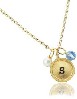 Lucky Feather Letter Coin Charm Necklace   Initial S [Jewelry] Jewelry