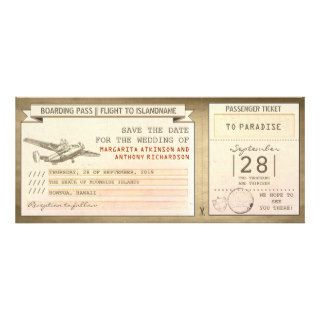 boarding pass tickets  vintage save the date invites