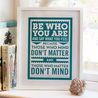 'be who you are' dr seuss print by chatty nora