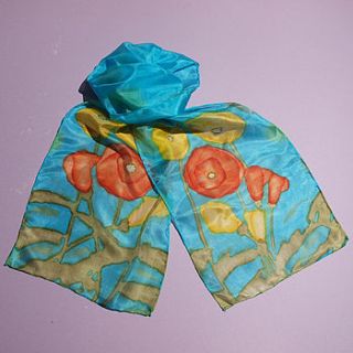 oriental poppy silk scarf by joanne eddon (hand painted silk)