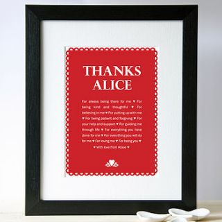 personalised 'thank you' print by elephant grey
