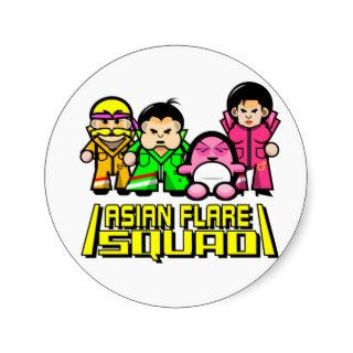 Asian Flare Squad T shirt   team white Round Sticker