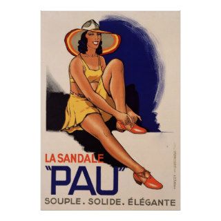 Vintage French Fashion Poster, Sandals