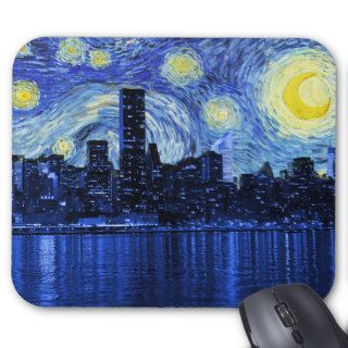 Starry Night Over New York City Mousepads