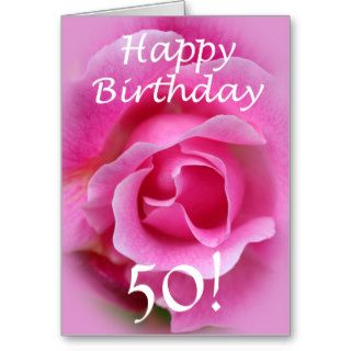 Old Fashioned Rose Happy Birthday   50th Greeting Cards