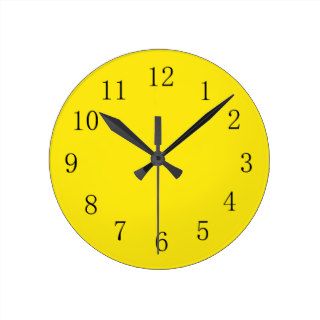 Bright Lemon Yellow Kitchen Wall Clock