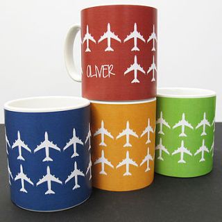 personalised 'plane mug' plastic/ceramic by a piece of ltd