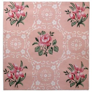 Vintage Rose Floral Wallpaper Pattern Napkins