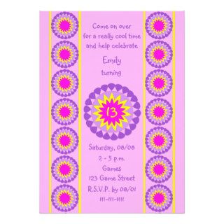 13th Birthday Party Invitation    Cool Pink Cards