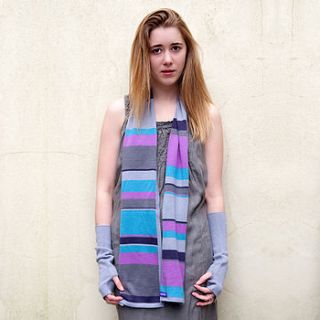 100% cashmere block stripe scarf by plum & ivory
