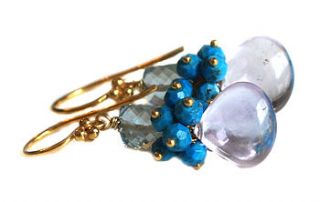 pink amethyst blue topaz turquoise earrings by prisha jewels