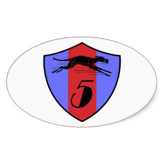 Graphic Racing Greyhound Dog Shield Number 5 Oval Stickers