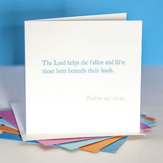 'the lord helps the fallen' bible verse card by belle photo ltd