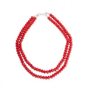 BAJALIA "Fruzan" Faceted Red Bead 20" 2 Row Necklace