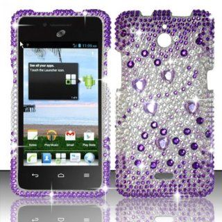 Plastic Purple Beats Hard Cover Full Diamond Bling Snap On Case For Huawei Ascend Plus H881C (StopAndAccessorize) Cell Phones & Accessories