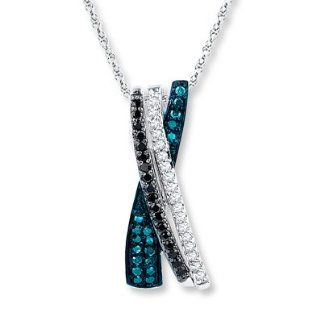Artistry Diamonds Artistry Diamond Necklace 1/3 ct tw Blue/Black Sterling Silver Jewelry
