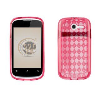 Checkered Hot Pink TPU Protector Case for Huawei Ascend Y / M866 Cell Phones & Accessories