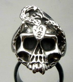 SALE OUT LIMITED STOCK TF323 Snake On Skull Pewter Heavy Ring Size 10 Punk Biker Rock Heavy Metal Health & Personal Care