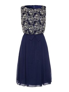 Almost Famous Metallic lace occasion dress Navy