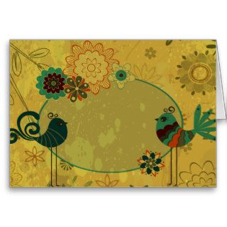 vintage birds and floral design greeting cards