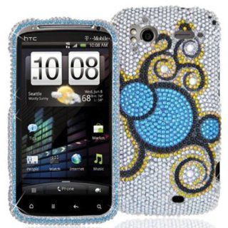 DECORO FDHTCSENSIM335 Premium Full Diamond Protector Case for HTC Sensation   1 Pack   Retail Packaging   Dragonflies On Silver Cell Phones & Accessories