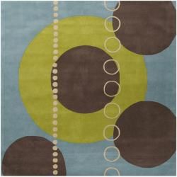 Hand tufted Contemporary Multi Colored Geometric Circles Mayflower Wool Abstract Rug (9'9 Square) Round/Oval/Square