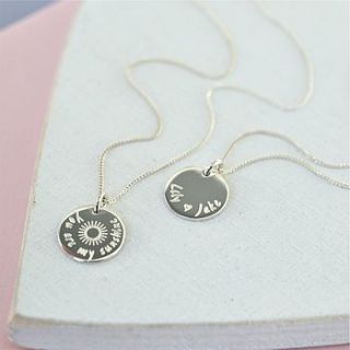 personalised you are my sunshine necklace by lily belle