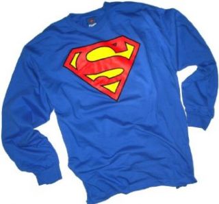 Superman Classic Shield Adult Long Sleeve T Shirt Home & Kitchen