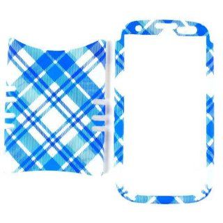 Cell Armor I747 RSNAP TE336 Rocker Snap On Case for Samsung Galaxy S3 I747   Retail Packaging   White and Blue Plaid Cell Phones & Accessories