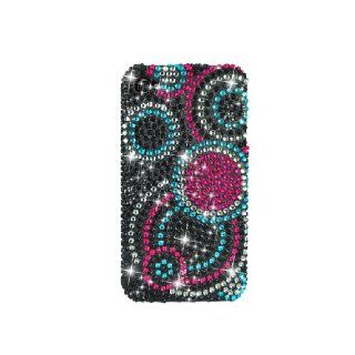 Apple iPhone 4 4S Bling Gem Jeweled Jewel Crystal Diamond Black Pink Blue Circles Cover Case Cell Phones & Accessories