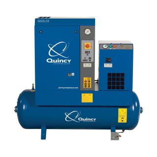 Quincy QGS Rotary Screw Compressor with Dryer — 10 HP, 208/230/460V 3-Phase, 120 Gallon, 37 CFM, Model# 4152008420  21   49 CFM Air Compressors
