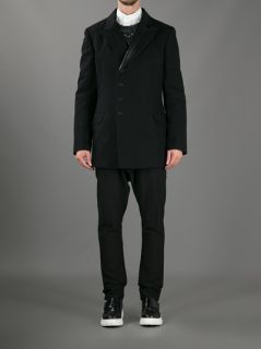 Yohji Yamamoto Leather Trim Blazer   Sbaiz