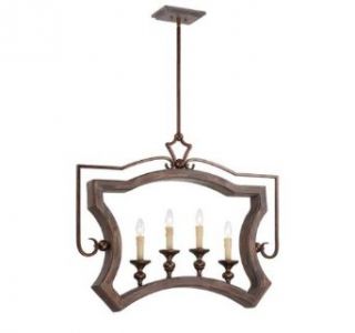 Savoy House 7 1331 4 327 Outdoor Pendant with No Shades, Dark Wood and Guilded Bronze Finish   Pendant Porch Lights  