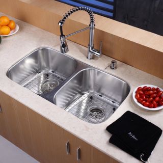 Kraus 8 Piece Undermount Double Bowl Kitchen Sink Set