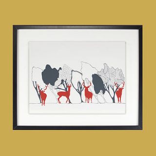 hares in the night woods screen print by orwell and goode