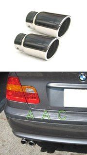 Two Stainless steel exhaust tips w/ mirror polish finish   BMW E46 3 Series 325 328 99 04 Automotive