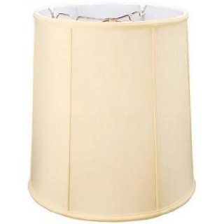 Silk Shantung Flat Drum Lampshade with Fabric Lining   14" x 16" x 17"; 2" recessed   Eggshell1   Brownslampshades  