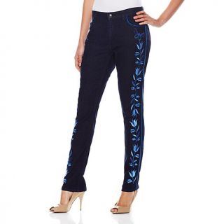 Antthony "Edith" Embroidered Stretch Denim Pants