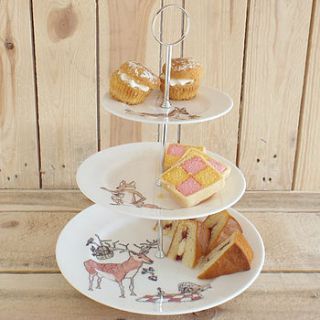 deer design three tier cake stand by mellor ware