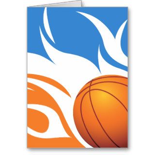 Flaming Basketball Blue and Orange Cards